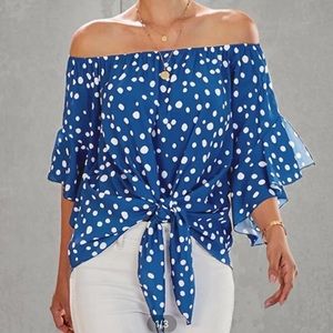 Off the Shoulder Polka Dot Top, Comfy & Feminine